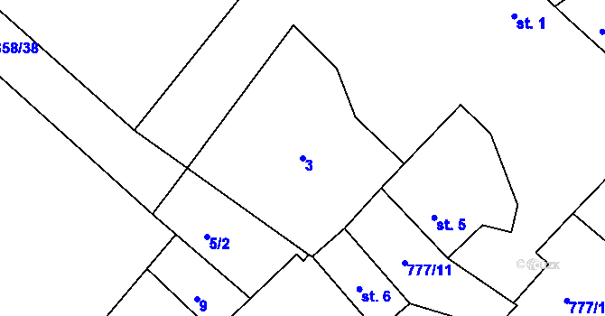 Parcela st. 3 v KÚ Hradec u Ledče nad Sázavou, Katastrální mapa