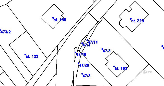 Parcela st. 47/4 v KÚ Hradec u Ledče nad Sázavou, Katastrální mapa