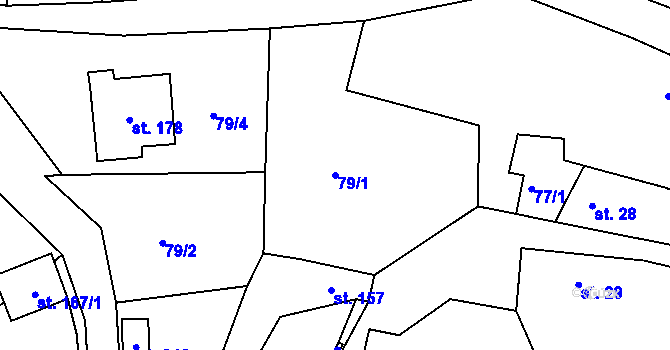 Parcela st. 79/1 v KÚ Hradec u Ledče nad Sázavou, Katastrální mapa