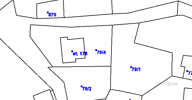 Parcela st. 79/4 v KÚ Hradec u Ledče nad Sázavou, Katastrální mapa