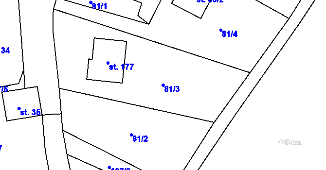 Parcela st. 81/3 v KÚ Hradec u Ledče nad Sázavou, Katastrální mapa
