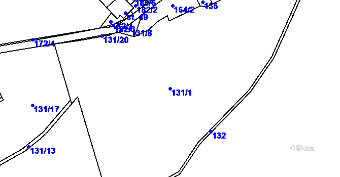 Parcela st. 131/1 v KÚ Hradec u Ledče nad Sázavou, Katastrální mapa