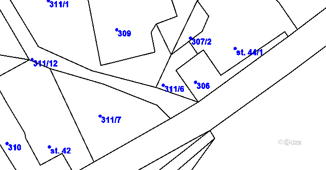 Parcela st. 311/6 v KÚ Hradec u Ledče nad Sázavou, Katastrální mapa