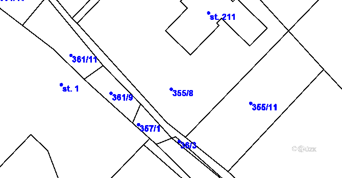 Parcela st. 355/8 v KÚ Hradec u Ledče nad Sázavou, Katastrální mapa