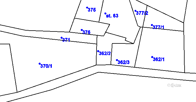 Parcela st. 362/2 v KÚ Hradec u Ledče nad Sázavou, Katastrální mapa