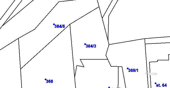 Parcela st. 384/3 v KÚ Hradec u Ledče nad Sázavou, Katastrální mapa