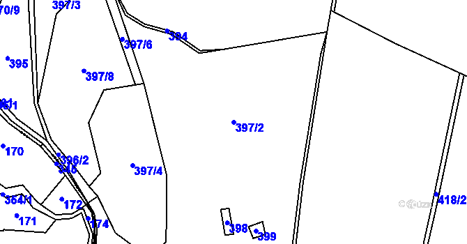 Parcela st. 397/2 v KÚ Hradec u Ledče nad Sázavou, Katastrální mapa