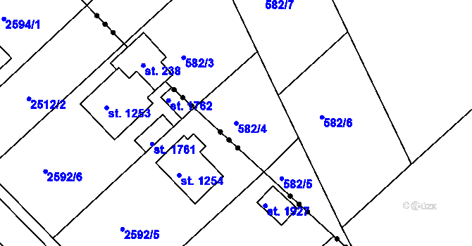 Parcela st. 582/4 v KÚ Hradec u Ledče nad Sázavou, Katastrální mapa