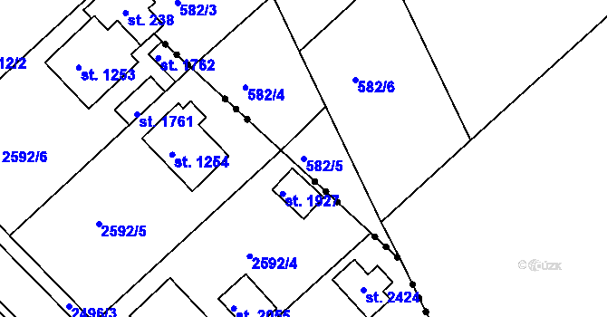Parcela st. 582/5 v KÚ Hradec u Ledče nad Sázavou, Katastrální mapa