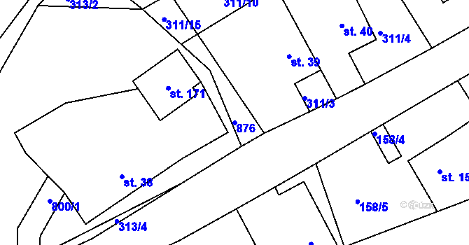 Parcela st. 876 v KÚ Hradec u Ledče nad Sázavou, Katastrální mapa