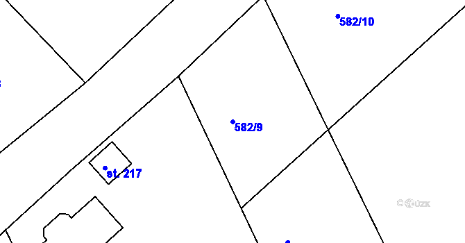 Parcela st. 582/9 v KÚ Hradec u Ledče nad Sázavou, Katastrální mapa