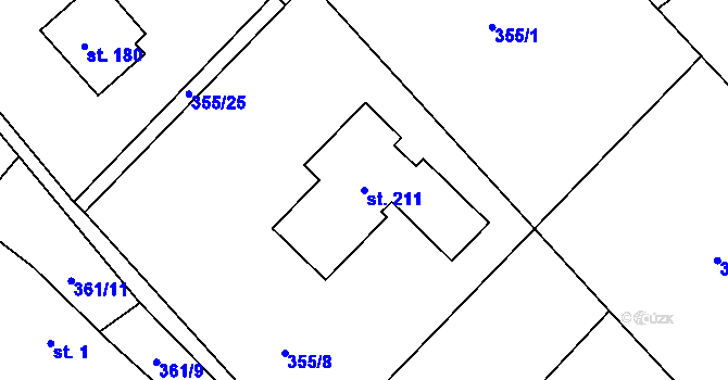 Parcela st. 211 v KÚ Hradec u Ledče nad Sázavou, Katastrální mapa