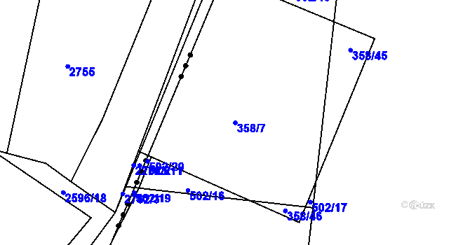 Parcela st. 358/7 v KÚ Hradec u Ledče nad Sázavou, Katastrální mapa