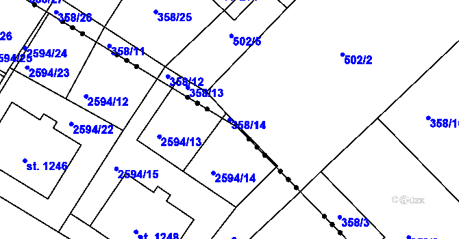 Parcela st. 358/14 v KÚ Hradec u Ledče nad Sázavou, Katastrální mapa