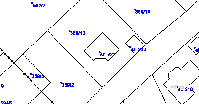 Parcela st. 222 v KÚ Hradec u Ledče nad Sázavou, Katastrální mapa