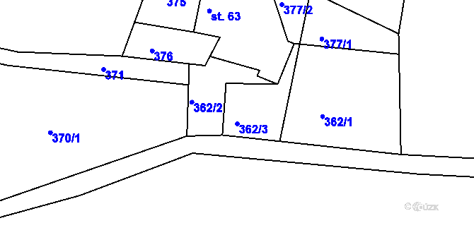 Parcela st. 362/3 v KÚ Hradec u Ledče nad Sázavou, Katastrální mapa