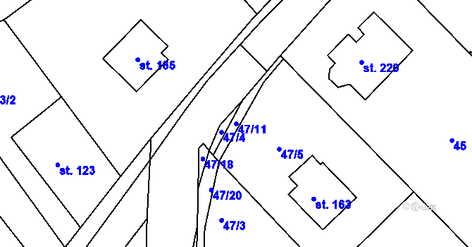 Parcela st. 47/11 v KÚ Hradec u Ledče nad Sázavou, Katastrální mapa