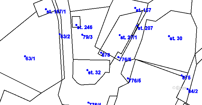 Parcela st. 878 v KÚ Hradec u Ledče nad Sázavou, Katastrální mapa