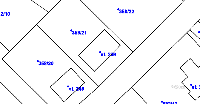 Parcela st. 239 v KÚ Hradec u Ledče nad Sázavou, Katastrální mapa