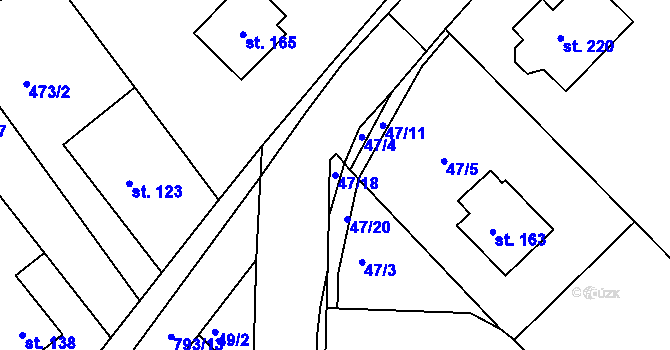 Parcela st. 47/18 v KÚ Hradec u Ledče nad Sázavou, Katastrální mapa