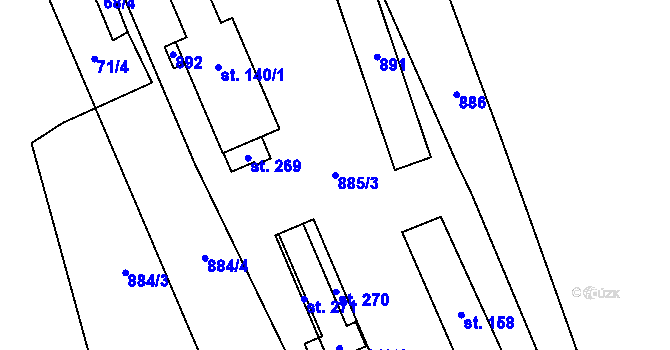 Parcela st. 885/3 v KÚ Hradec u Ledče nad Sázavou, Katastrální mapa
