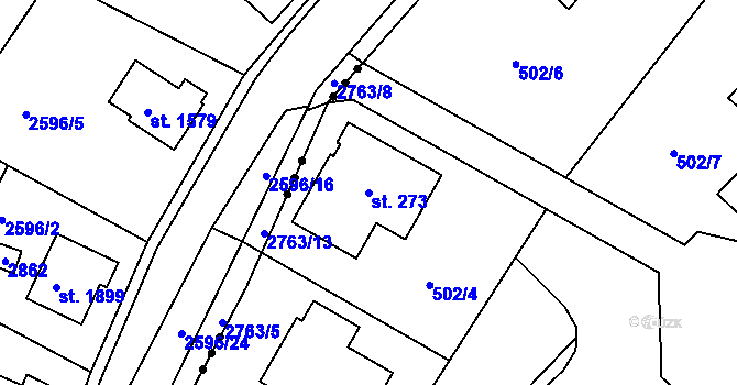 Parcela st. 273 v KÚ Hradec u Ledče nad Sázavou, Katastrální mapa