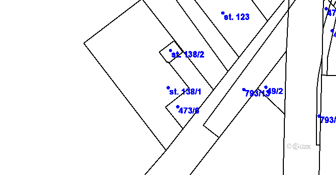 Parcela st. 138/1 v KÚ Hradec u Ledče nad Sázavou, Katastrální mapa