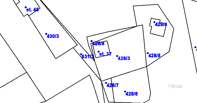 Parcela st. 37 v KÚ Ostrov u Ledče nad Sázavou, Katastrální mapa
