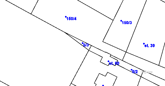 Parcela st. 5/3 v KÚ Ostrov u Ledče nad Sázavou, Katastrální mapa