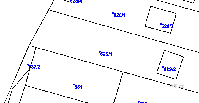 Parcela st. 629/1 v KÚ Hradec nad Moravicí, Katastrální mapa