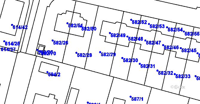 Parcela st. 582/29 v KÚ Hradec nad Moravicí, Katastrální mapa