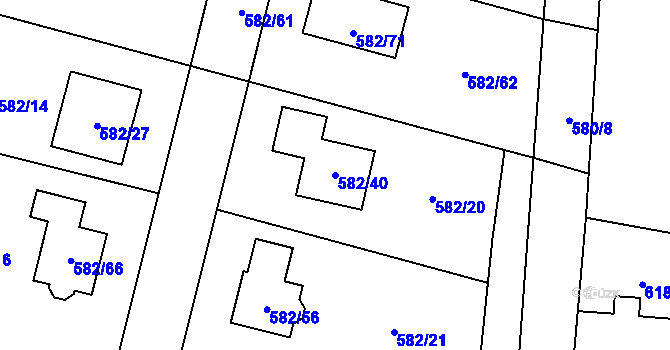 Parcela st. 582/40 v KÚ Hradec nad Moravicí, Katastrální mapa