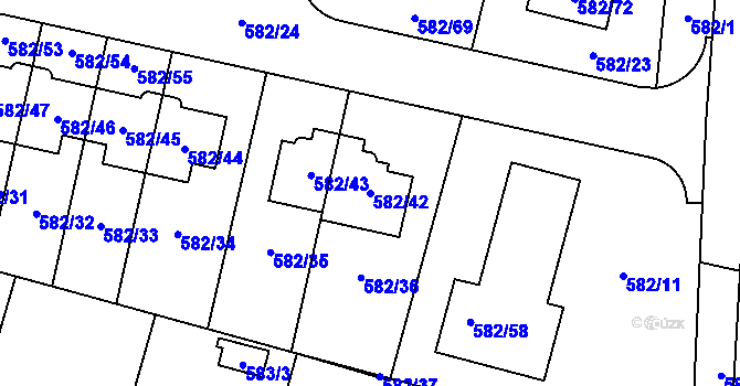 Parcela st. 582/42 v KÚ Hradec nad Moravicí, Katastrální mapa