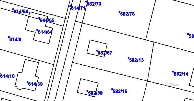 Parcela st. 582/67 v KÚ Hradec nad Moravicí, Katastrální mapa