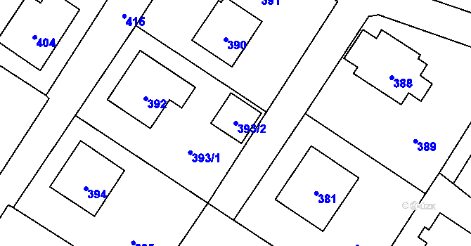 Parcela st. 393/2 v KÚ Hradec nad Moravicí, Katastrální mapa