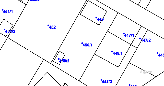 Parcela st. 450/1 v KÚ Hradec nad Moravicí, Katastrální mapa
