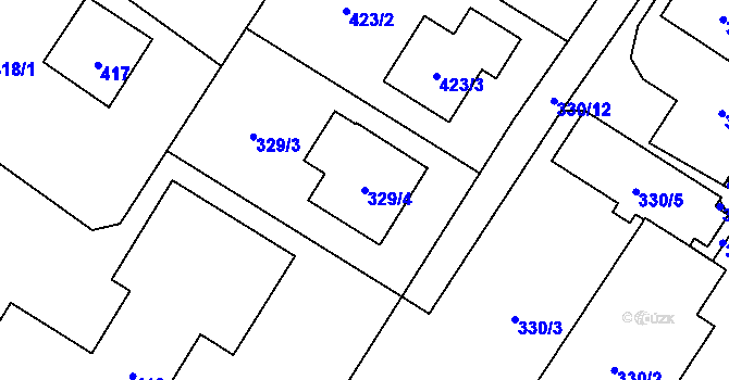 Parcela st. 329/4 v KÚ Hradec nad Moravicí, Katastrální mapa