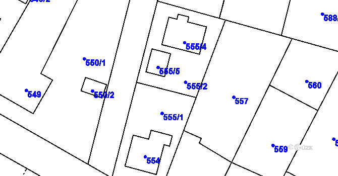 Parcela st. 555 v KÚ Hradec nad Moravicí, Katastrální mapa