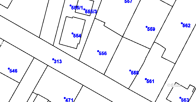 Parcela st. 556 v KÚ Hradec nad Moravicí, Katastrální mapa
