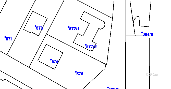 Parcela st. 577/2 v KÚ Hradec nad Moravicí, Katastrální mapa