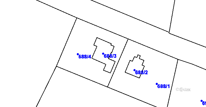 Parcela st. 688/3 v KÚ Hradec nad Moravicí, Katastrální mapa