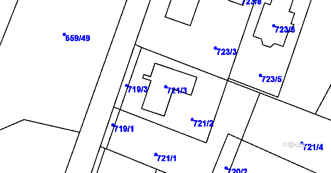 Parcela st. 721/3 v KÚ Hradec nad Moravicí, Katastrální mapa