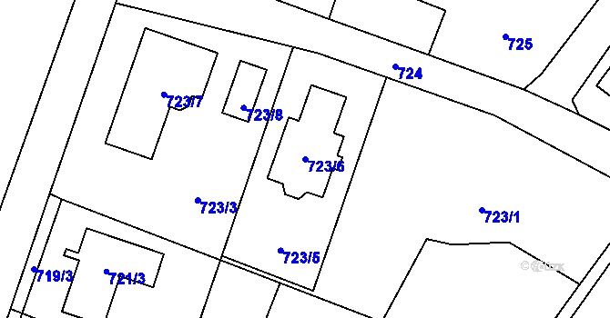 Parcela st. 723/6 v KÚ Hradec nad Moravicí, Katastrální mapa