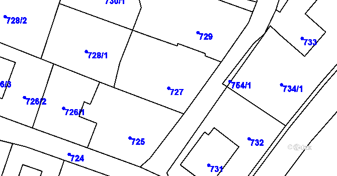 Parcela st. 727 v KÚ Hradec nad Moravicí, Katastrální mapa