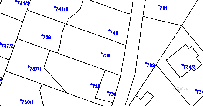 Parcela st. 738 v KÚ Hradec nad Moravicí, Katastrální mapa