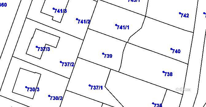 Parcela st. 739 v KÚ Hradec nad Moravicí, Katastrální mapa