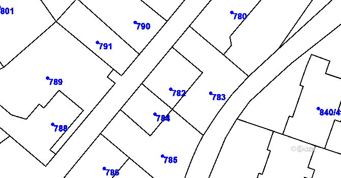 Parcela st. 782 v KÚ Hradec nad Moravicí, Katastrální mapa