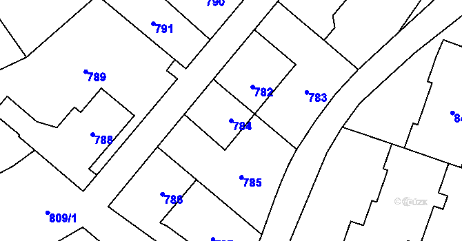 Parcela st. 784 v KÚ Hradec nad Moravicí, Katastrální mapa