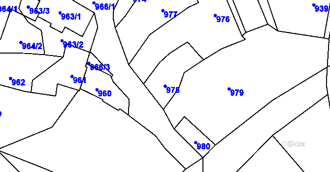 Parcela st. 978 v KÚ Hradec nad Moravicí, Katastrální mapa