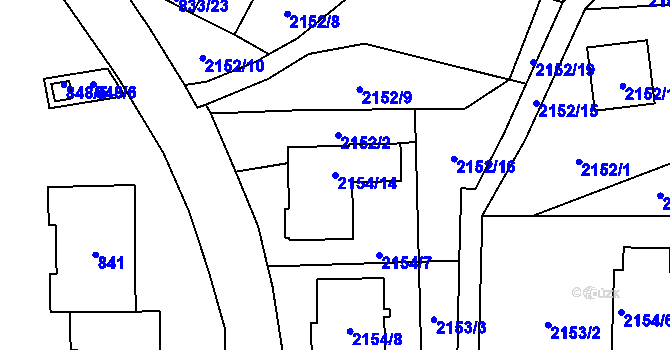 Parcela st. 2154/14 v KÚ Hradec nad Moravicí, Katastrální mapa